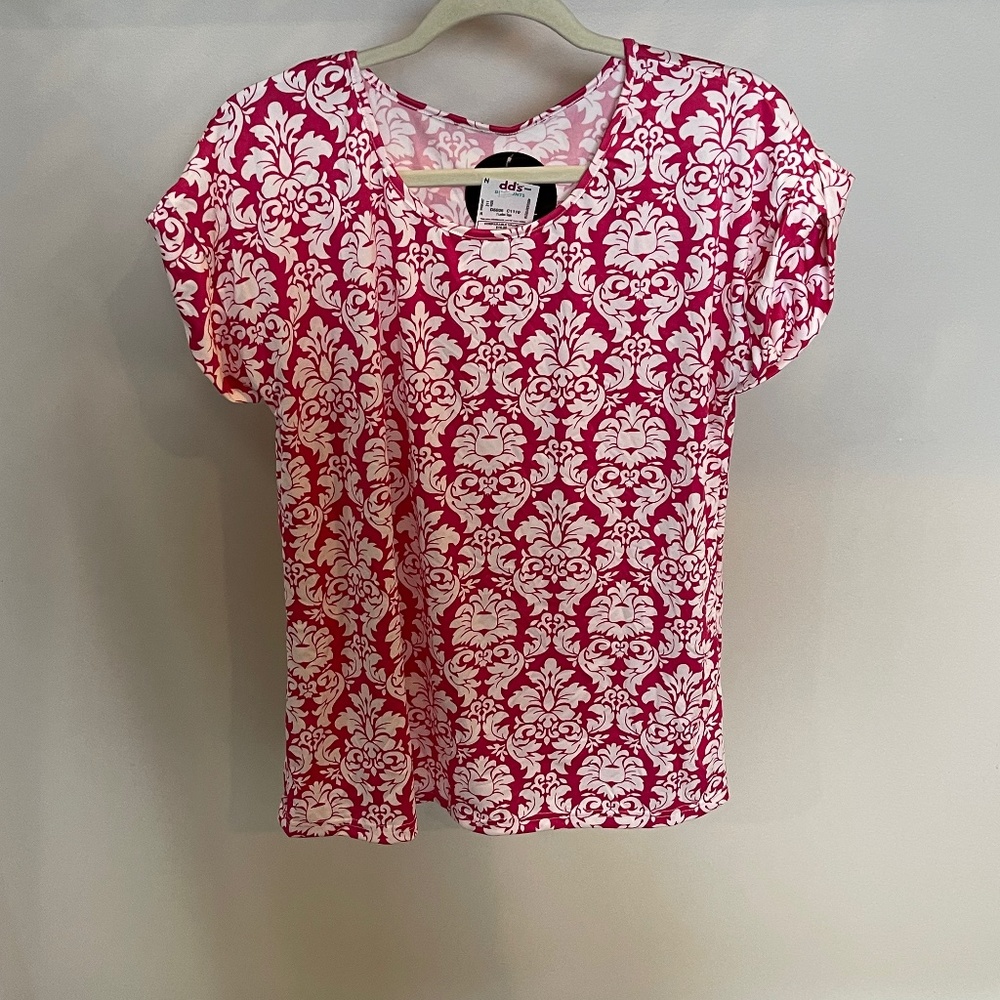 Rene Ricci Blouse paisley Round Neckline Short Sleeve L